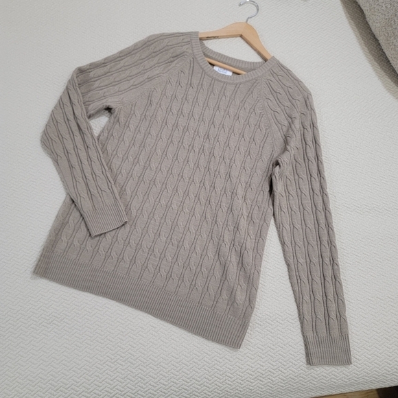 Croft & Barrow Crew Neck Sweater Long Sleeve Ribbed Tan Size Medium - Picture 8 of 14